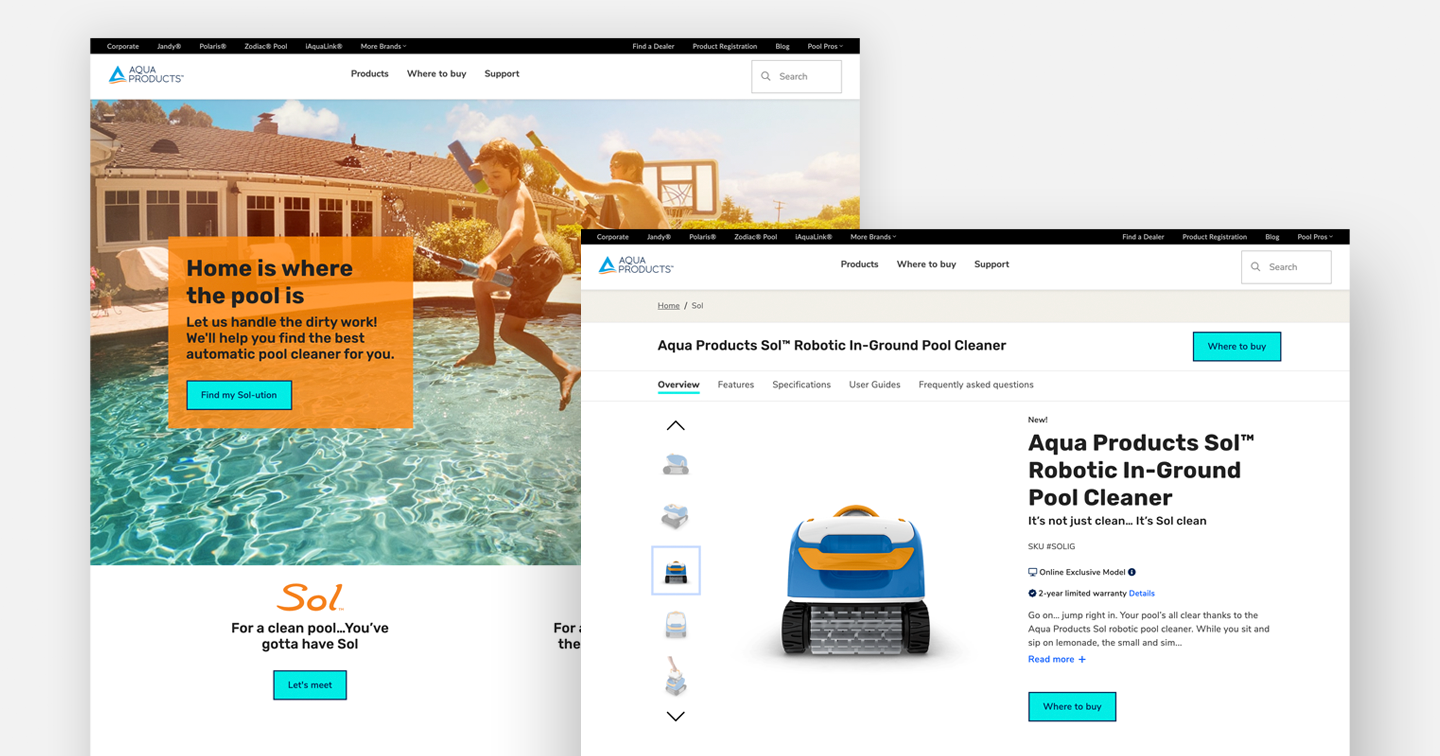 Aqua Products website redesigned to help users discover the best-valued pool cleaner easier and faster.
